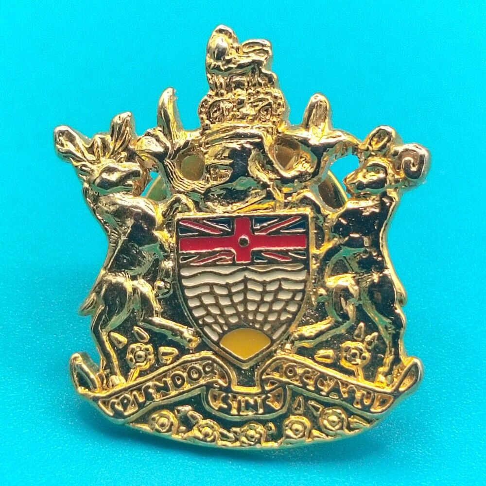 British Columbia Canada Coat Of Arms Vintage Lapel Pin Hat Brooch